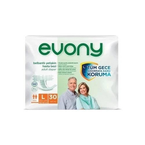 Evony Large Adult Unisex Diaper - 30 Pieces - Qavunco