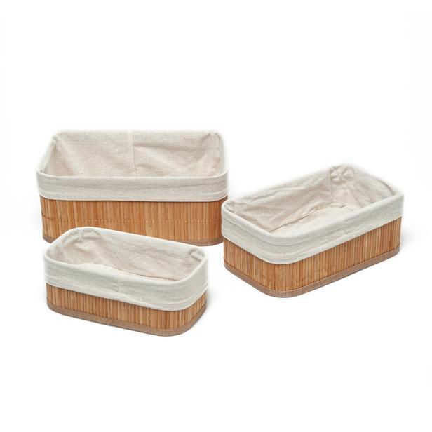 Bamboo Basket of 3 - Beige - Qavunco