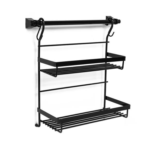 Double Kitchen Shelf - Black - Qavunco