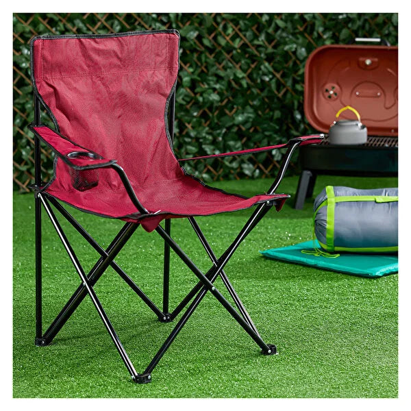 Basic Camping Chair Claret Red - Qavunco