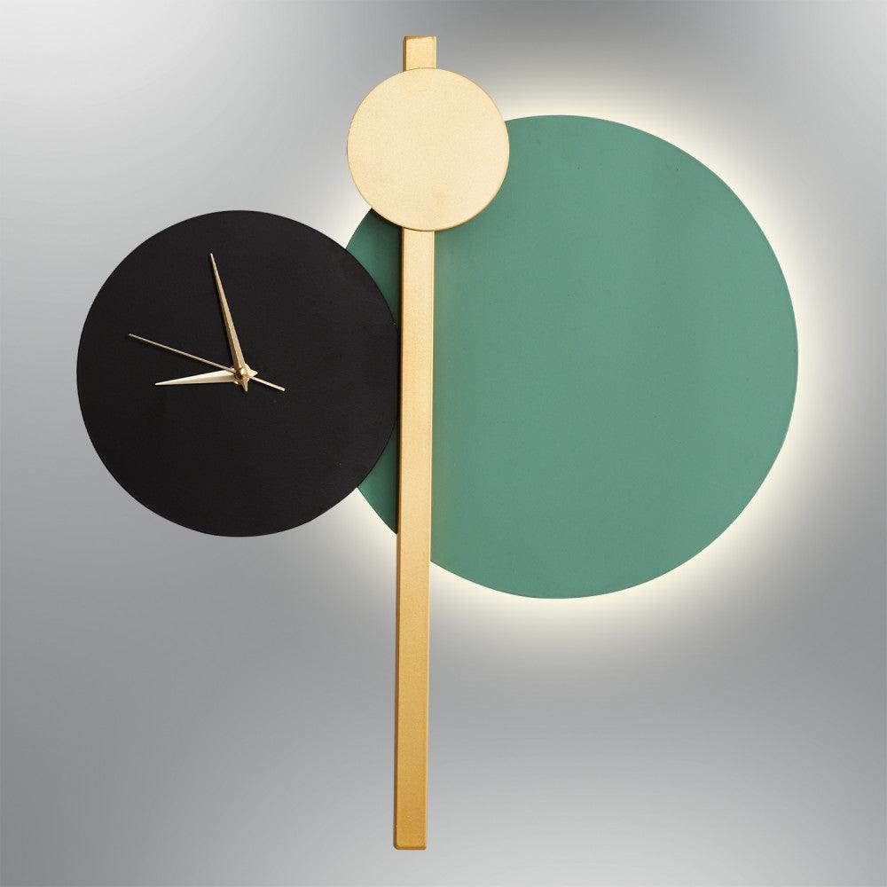 Clock Panel LED Wall Sconce - Black & Green - Qavunco