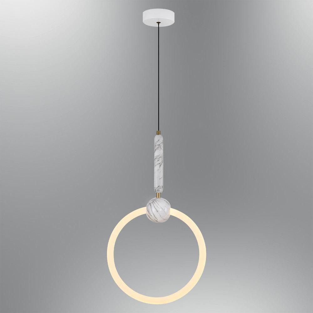 Altus Single Round Pendant Lamp - White - Qavunco