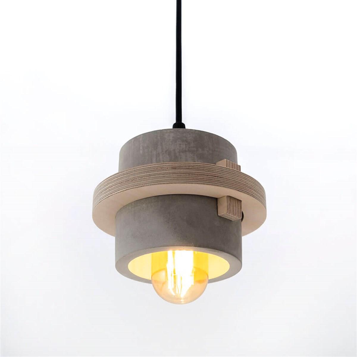 Decorative Concrete & Wood Pendant Lighting - Qavunco