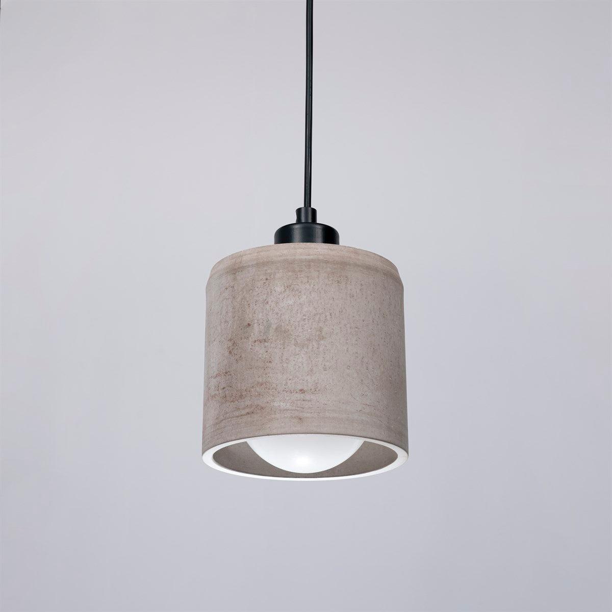 Brown Decorative Cylinder Concrete Pendant Lighting - Qavunco