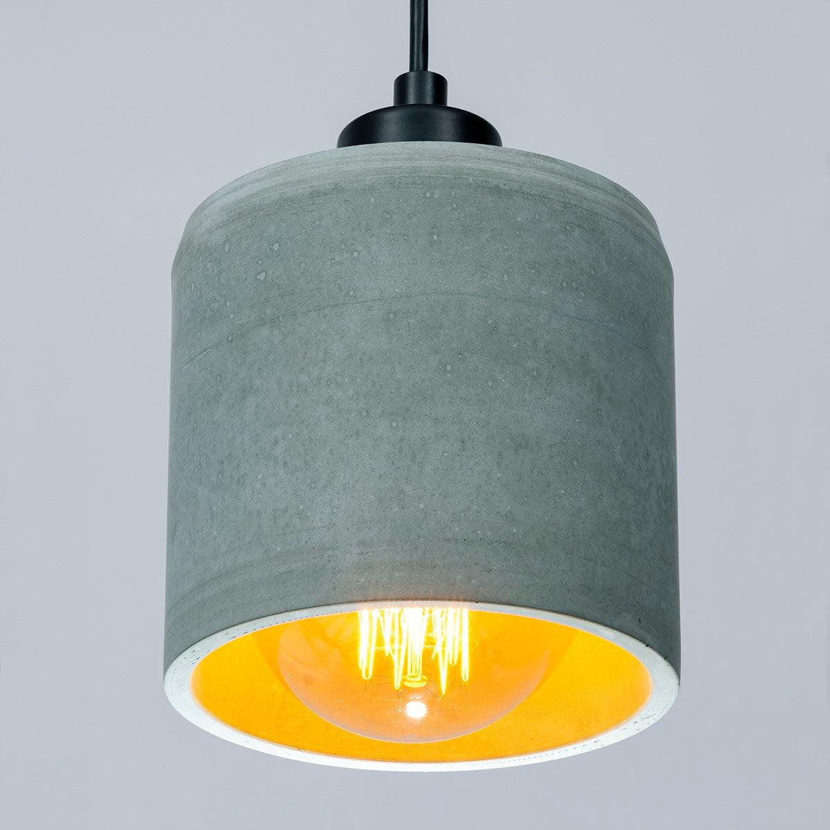 Khaki Decorative Cylinder Concrete Pendant Lighting - Qavunco