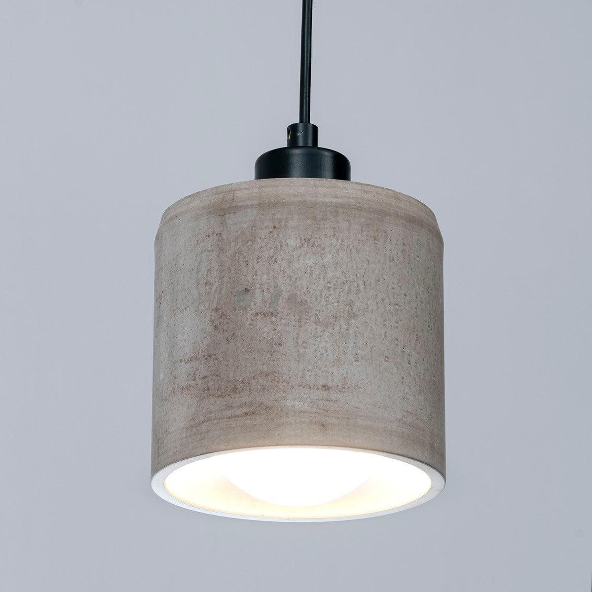 Brown Decorative Cylinder Concrete Pendant Lighting - Qavunco