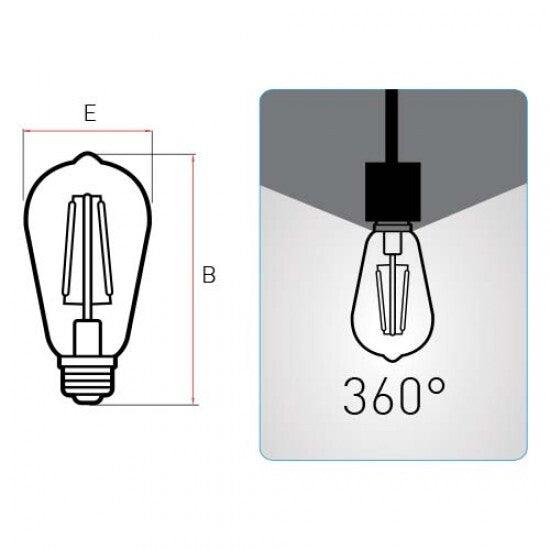 Panasonic E27 LED Filament ST64 Rustic Lamp 7W 630lm 2000K Gold - Qavunco