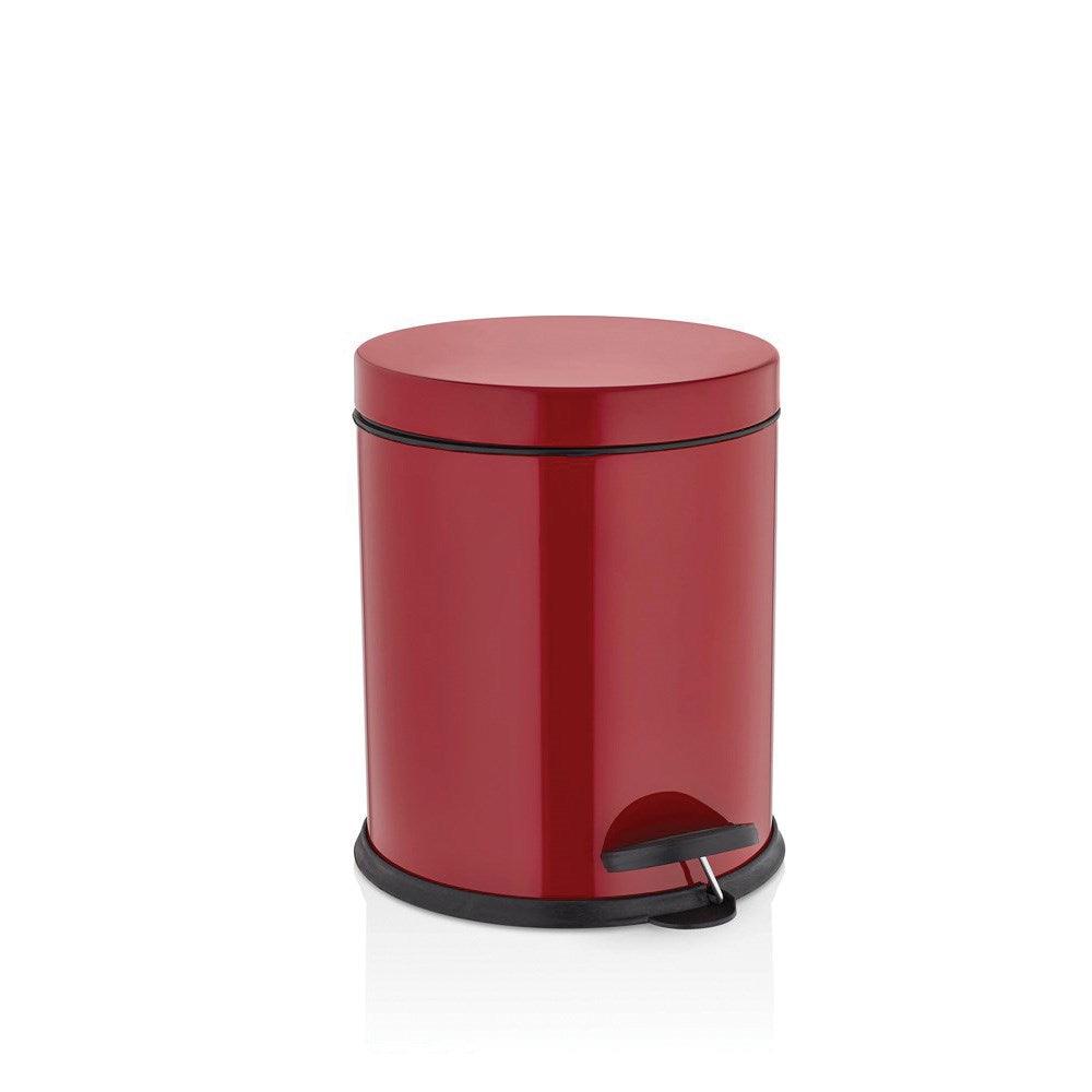 Pedal Stainless Dustbin 3 LT with brush Set of 2 - Red, Black, Chrome - Qavunco