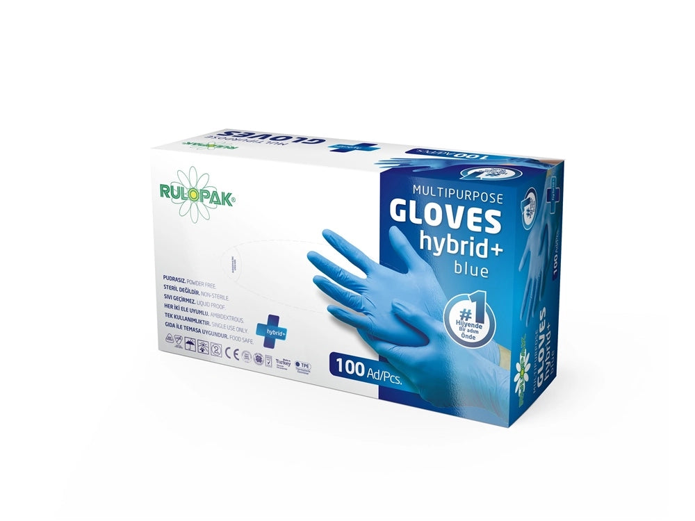 Pe Gloves Disposable Powder 100 Pcs Size L (Blue) - Qavunco
